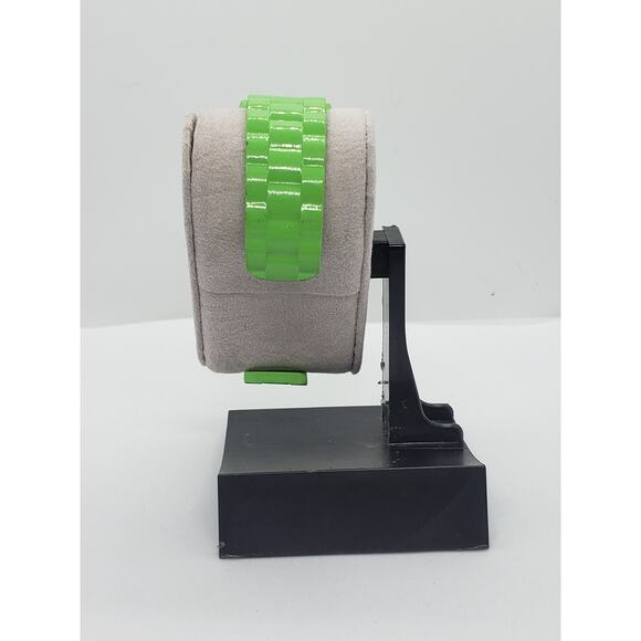Eikon women\'s watch. Bright green watch with jeweled bevel. Bangle style band main image 1